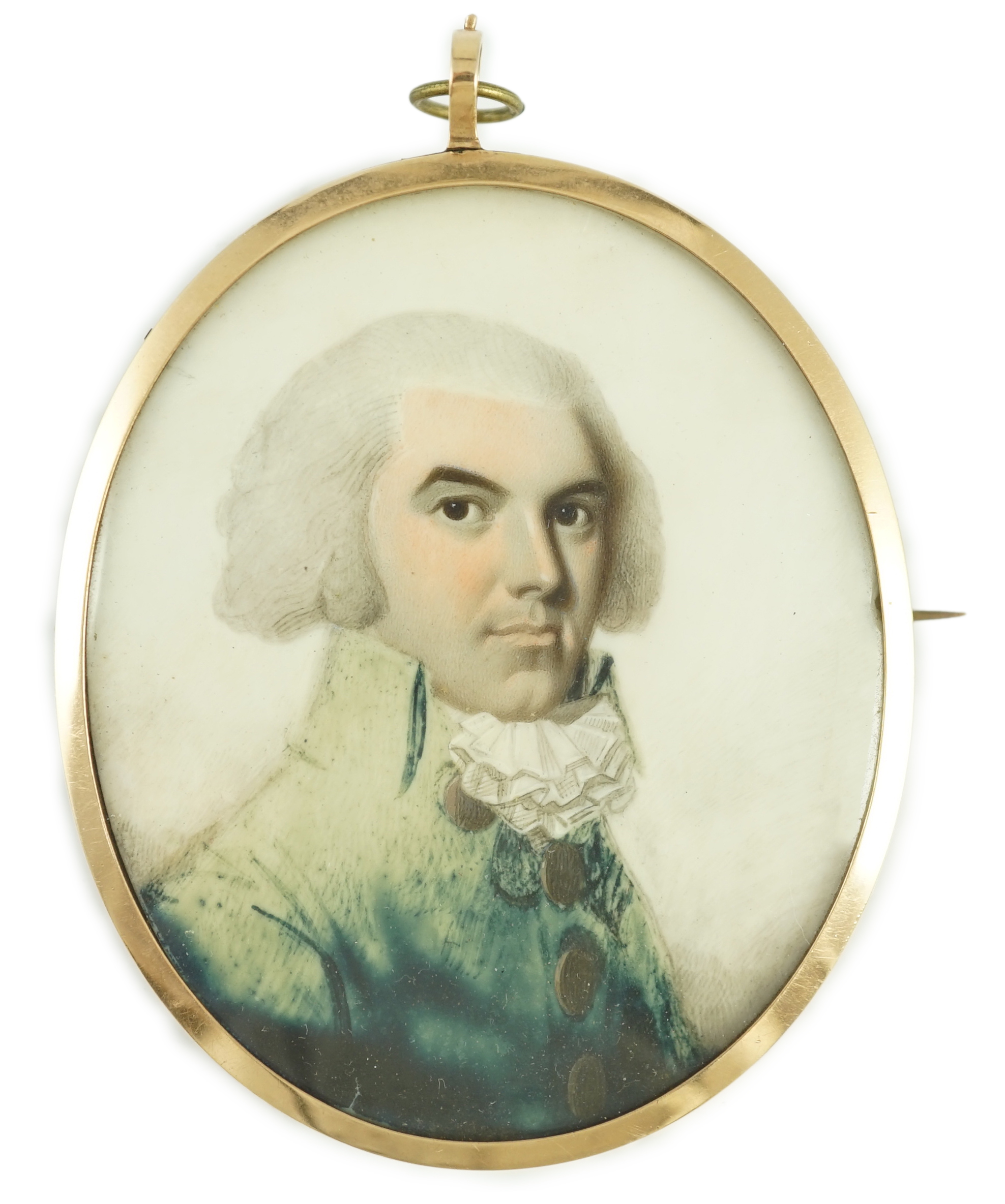 John Barry (fl.1784-1817), Portrait miniature of a gentleman, watercolour on ivory, 6.5 x 5.5cm CITES Submission reference GJY3XKA9